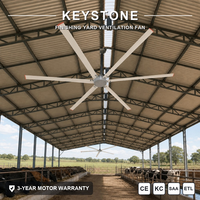 Ventilateur de plafond HVLS Keystone à faible entretien, grand volume d'air, équipement de refroidissement pour l'élevage de bovins en groupes multiples
