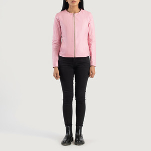 Veste en cuir de vachette pour femme, taille plus, imprimée sur mesure, de haute qualité, pour l'hiver, style varsity, respirante, coupe-vent, col roulé - Product Image 3