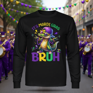 Camiseta festiva de manga larga con gráfico de cocodrilo, top promocional con temática de carnaval - Product Image 3