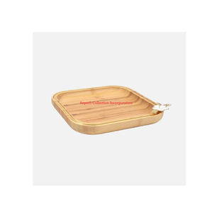 ถาดไม้ไผ่โบราณพร้อมที่จับดอกไม้สำหรับจัดเลี้ยงอาหารขนมขนมถาดเสิร์ฟขนมเป็นมิตรกับสิ่งแวดล้อม - Product Image 1