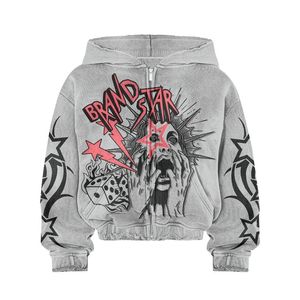 Unisex 100% Cotton French Terry <b>Zip</b> Hoodie Customized Washed Oversized Trendy Streetwear Custom Printed Logo for Winter - Product Image 5