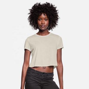 Boxy Yoga Crop Tops Camiseta de verano con estampado de logotipo personalizado de secado rápido y comprimido con cuello redondo Tamaños personalizados disponibles - Product Image 1