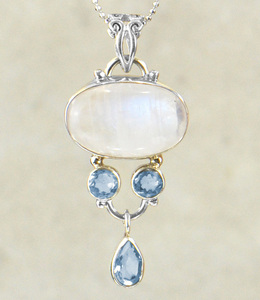 Colgante de Plata de Ley 925 con Piedra Lunar Arcoíris, Estilo Vintage, Joyería Fina, Chapado en Oro y Rodio, para Mujer, Aniversario, Enamorados - Product Image 1