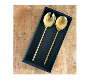 ชุดเซิร์ฟสลัดทำจากทองเหลืองใช้ซ้ำได้ชุดเซิฟเวอร์สลัด2ชิ้นงานฝีมือที่ดีที่สุด - Product Image 6