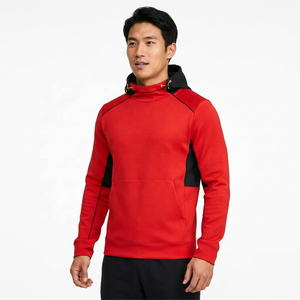 <b>Men's</b> <b>Red</b> Hooded Fleece <b>Sweatshirt</b> with Black Front Pocket Loose Fit Casual Print Winter Season Quick Dry - Product Image 6