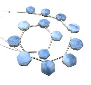 Gema de ópalo azul Natural, cuentas de Briolette con forma hexagonal facetadas para pulsera artesanal, fabricación de joyas, collar, 13 piezas - Product Image 1