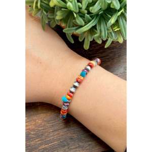 สร้อยข้อมือเงินแท้ประดับหินหลากสีสไตล์นาวาโฮ - Product Image 2