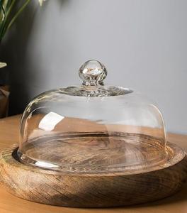 Elegant wooden serving tray with <b>glass</b> <b>dome</b> for luxurious dining and food presentation suitable for home and events - Product Image 4