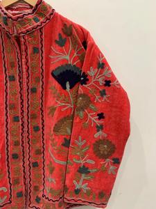 Suzani brodé court velours veste indien court doux manteau vêtements d'hiver veste manteau Floral femmes manteau - Product Image 2