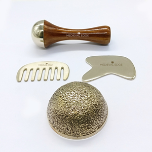 Kit complet de soins ayurvédiques avec baguette Kansa et Gua Sha pour massage des tissus profonds et soulagement du stress Original Indian Factory - Product Image 1