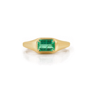 Anillo con Gema de Corte Esmeralda, Engaste de Bisel en Oro de 14K, Joyería Fina Clásica Unisex, Diseño Geométrico, Anillo de Compromiso, Diseño Moderno, Rajasthan - Product Image 6