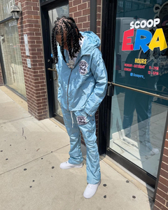 ชุดวอร์มคาร์โก้ชายผ้าฟลีซสีล้วนแบบติดกระดุมข้างสีดำลำลองทรงหลวมสำหรับฤดูหนาว - Product Image 3