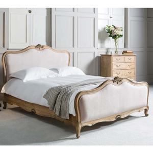 Cama de estilo francés de madera maciza, marco de cama de teca con tapicería, nuevo diseño - Product Image 2