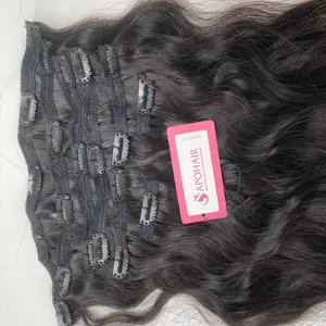 Wholesale Supplier Natural Black Clip-in Human Hair Extensions Natural Wavy hair extensions clip in