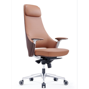 Sedia Direzionale Contemporanea in Ecopelle Marrone con Poggiatesta Regolabile e Design Sollevabile per Ufficio Domestico, Stile Moderno con Base in Metallo Cromato - Product Image 6