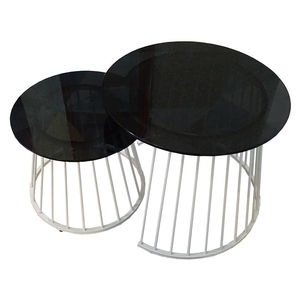 Modern Nesting Sofa Set Large & <b>Small</b> <b>White</b> Painted Legs Tempered Glass Top - Product Image 1