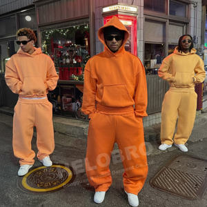 Custom Cotton French Terry Fleece Heavyweight Embroidery Hoodie and Sweatpants Sets Hoodie Unisex Sweatsuit Men Tracksuit - Product Image 4