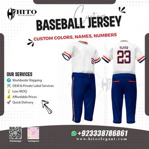 Conjunto de uniformes de béisbol base de colores personalizados, uniforme de béisbol de alta calidad para hombres y uniformes deportivos de béisbol, transpirables y de secado rápido - Product Image 2