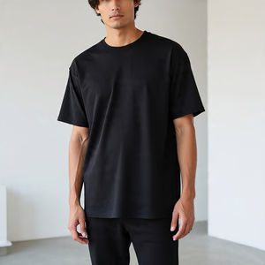 T-shirts d'été à épaules tombantes pour hommes, 100% coton, streetwear, col rond, t-shirts de jogging pour hommes - Product Image 6