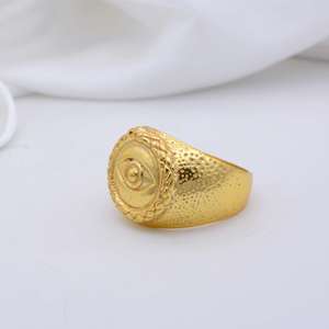 Brass Evil Eye Signet <b>Ring</b> 18k Gold Plated Gothic <b>Statement</b> Men's <b>Ring</b> For Wholesale - Product Image 6
