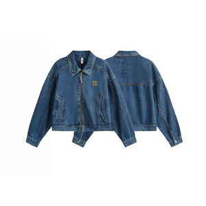 Nueva chaqueta vaquera negra de moda para mujer al por mayor chaqueta informal de algodón lavado liso para mujer procesamiento terminado - Product Image 6