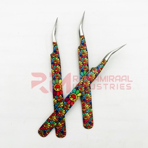 Pinzas de aislamiento de tendencia Super septiembre Pinzas de extensión de pestañas de punta de 35 grados Juego de pinzas de pestañas recubiertas de papel personalizadas - Product Image 3
