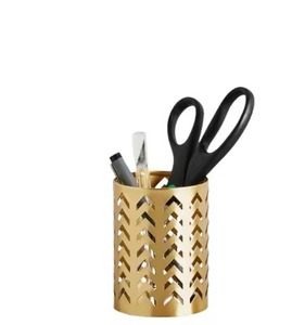 Porte-crayon en métal en laiton doré pour table de bureau, support durable pour stylos, bureau, maison, hôtel - Product Image 1