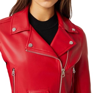 Nueva Chaqueta de Motocicleta de Cuero PU para Mujer, Cómoda y a la Moda, Color Sólido 2026, Estilo Casual Urbano, Transpirable, Tejida con Líneas - Product Image 2