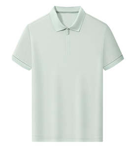 2025 moda de gama alta personalizada hombres Formal para botón camiseta Boxy algodón bordado sin costuras cuello alto patrón sólido rápido - Product Image 3