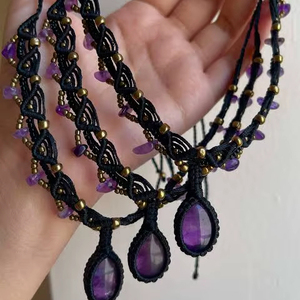 Collier en chaîne macramé vintage fait à la main, 20 à 25 mm, blanc, pour cadeau de mariage - Product Image 1