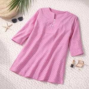 Vestido Urbano Informal de Algodón Ligero y Cómodo con Estampado de Lunares y Paisley para Adultos, Ropa de Verano para Hacer Ejercicio y Nadar - Product Image 1