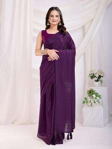 Sari en tissu de soie Rangoli à imprimé abstrait moderne, dernier style de vêtement, prêt à être expédié de l'usine, prix abordable - Product Image 2