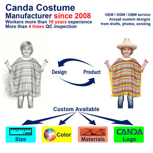 Costume de déguisement pour enfant, motif multicolore énergique, vente en gros d'usine, style confortable et facile à porter, poncho - Product Image 4