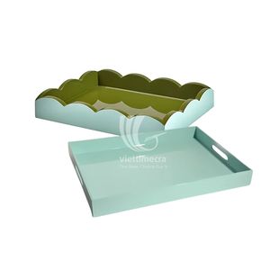 Bandeja de laca verde Jade artesanal, bandeja de servicio decorativa moderna para proyectos de hogar, restaurante, cafetería y hotel de Vietnam - Product Image 1