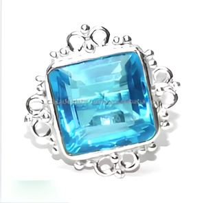 แหวนเพชรบุษราคัมสีฟ้าแหวนแต่งงานดีไซน์ล่าสุดทำจากเงินสเตอลิง925ราคาตามสั่ง - Product Image 4