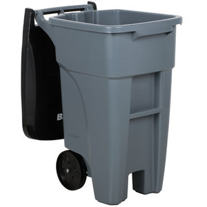 Poubelle rectangulaire à roulettes Rubbermaid 1971941 de 32 gallons, grise, avec couvercle - Product Image 6