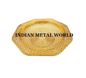 Bandeja de comida de metal de tamaño y forma personalizada hecha a mano, bandeja de servicio de metal de mesa de hotel para bandejas de servicio de gran venta - Product Image 1