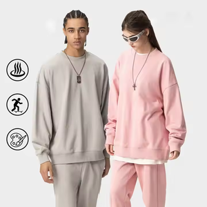 เสื้อสเวตเตอร์คอกลมของผู้ชายเสื้อสเวตเตอร์แบบสวมหัวผ้าคอตตอน100% ปักลาย3D โอเวอร์ไซส์สไตล์ฤดูใบไม้ร่วง - Product Image 3