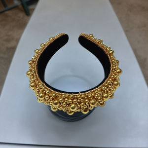 Nouveau serre-tête en perles dorées fait main pour mariages, réceptions, festivals, fêtes, serre-tête en perles métalliques à bulles, serre-tête en tissu pour femmes, fête de mariage - Product Image 4
