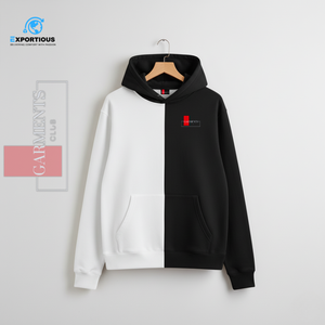 <b>Men's</b> Solid Black <b>White</b> 100% Cotton Winter Casual Pullover Hoodie | OEM/ODM Customizable Streetwear Fashion Hoodie Manufacturer - Product Image 6