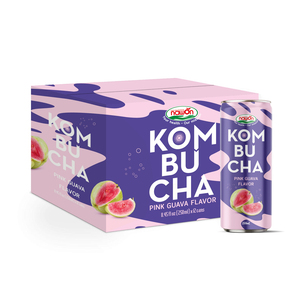 Kombucha-Caja OEM/ODM de té fermentado sin alcohol, sabor rosa de Guava, 250ml, 12 latas, el mejor precio al por mayor en Vietnam, muestra gratis - Product Image 1