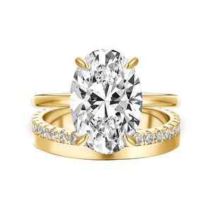 Factory Wholesale 14K Gold Plated S925 <b>Sterling</b> <b>Silver</b> Radiant Cut Zircon CZ Luxury Bridal Wedding Gift Women <b>Stacking</b> <b>Rings</b> Set - Product Image 1
