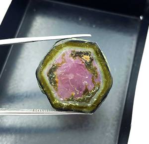 Rodaja de Turmalina Sandía Natural, Gema Suelta de 25.50x26.50mm, 12CT, Certificada por IGI - Product Image 5