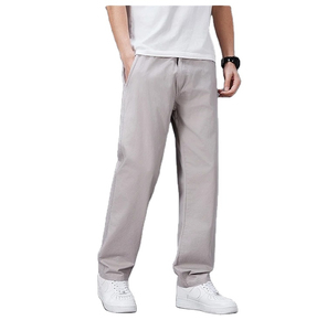 Pantalon décontracté en toile mi-lourde pour hommes et hommes grande taille, taille élastique, coupe droite, écologique, respirant, pour l'été - Product Image 2