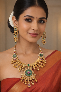 Conjunto de Joyería Tradicional India de Latón con Collar y Pendientes, Diseño Ghungroo, para Mujer, Ideal para Bodas, Fiestas y Aniversarios - Product Image 2