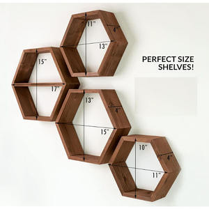 Hexagon Pine Wood <b>Wall</b> Shelves with Four Tiers for Flower Pots - Product Image 6