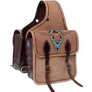 Designer Genuine <b>Leather</b> Soft Saddle Bag High Premium Quality Hand <b>Tooled</b> Breathable Multifunctional Spacious Riding Foldable - Product Image 1