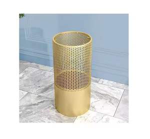 Porte-parapluie en métal exclusif pour le rangement des parapluies Présentoir Intérieur Bureau Hôtel Décor Porte-parapluie Or Fini en forme ronde - Product Image 1