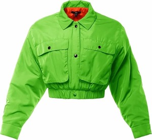 Women's Cropped Front Two Pocket Snap <b>Quilted</b> Padding Bomber Jacket - Product Image 5