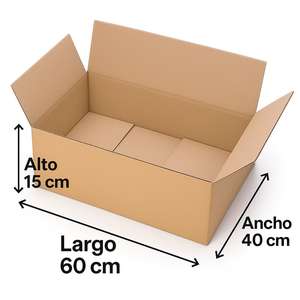 Caja de Cartón Corrugado de 60x40x15 cm, Resistente a los Rayos UV, Diseño Rectangular Simple, con Asas para el Transporte de Objetos Rectangulares Planos - Product Image 2